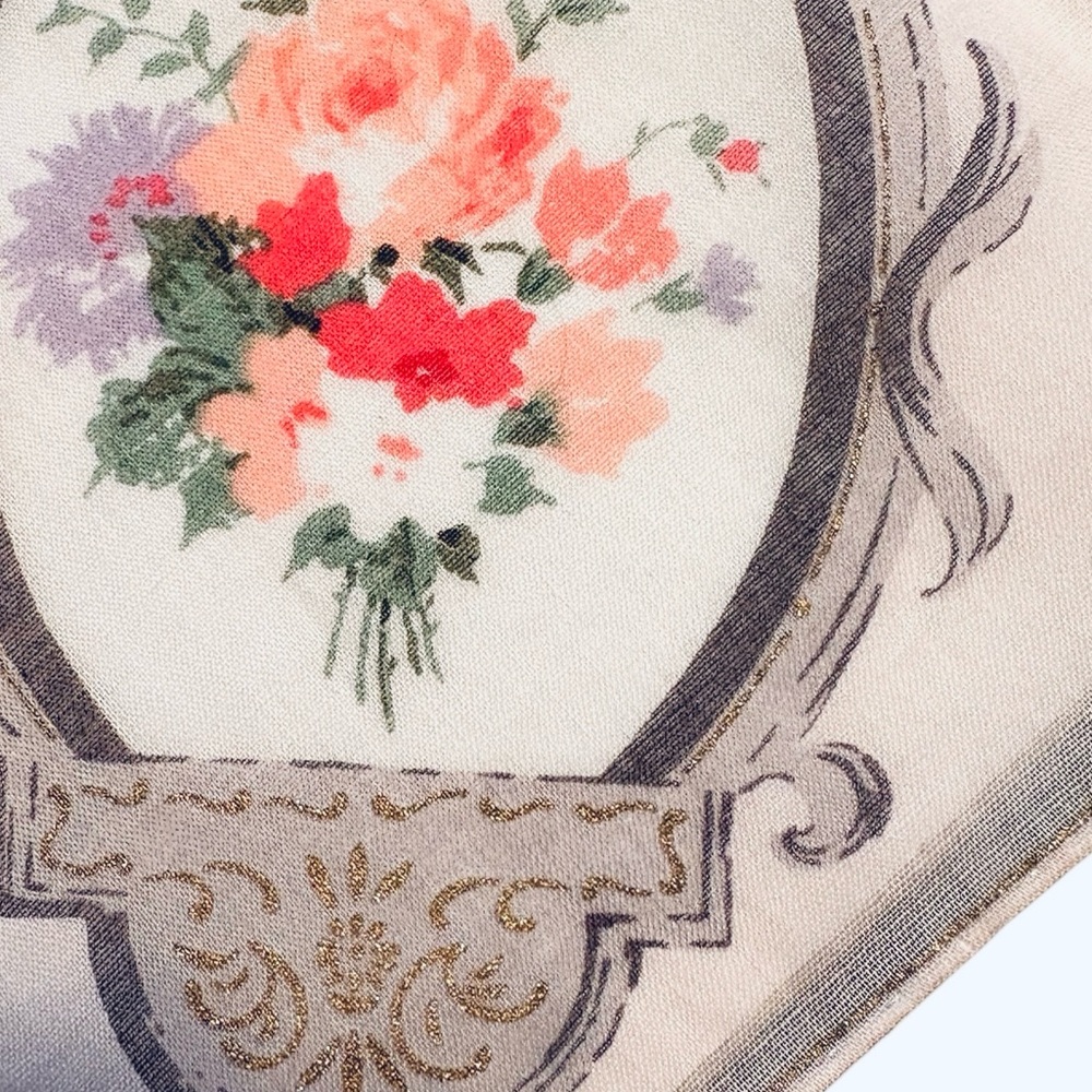Christian Dior Vintage Silk Neckerchief Floral Wreath 18.5" Square NOS - Picture 6 of 7